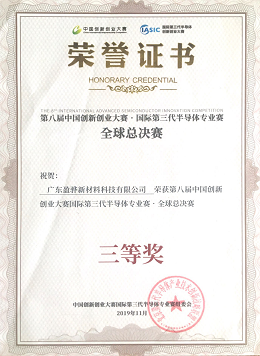 Third Prize in the International Third Generation Semiconductor Professional Competition